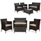 4 Pieces Comfortable Outdoor Rattan Sofa Set With Glass Coffee Table